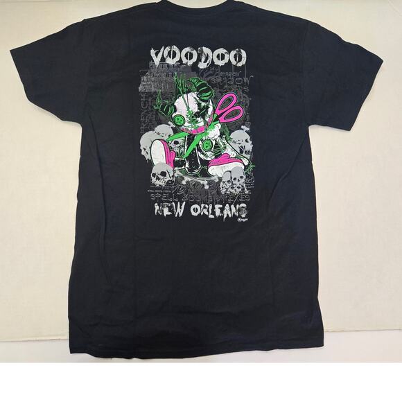 NWOT VOODOO  DOLL | NOLA | New Orleans T-Shirt Mens Size Medium| 2 Sides Black - Picture 1 of 6